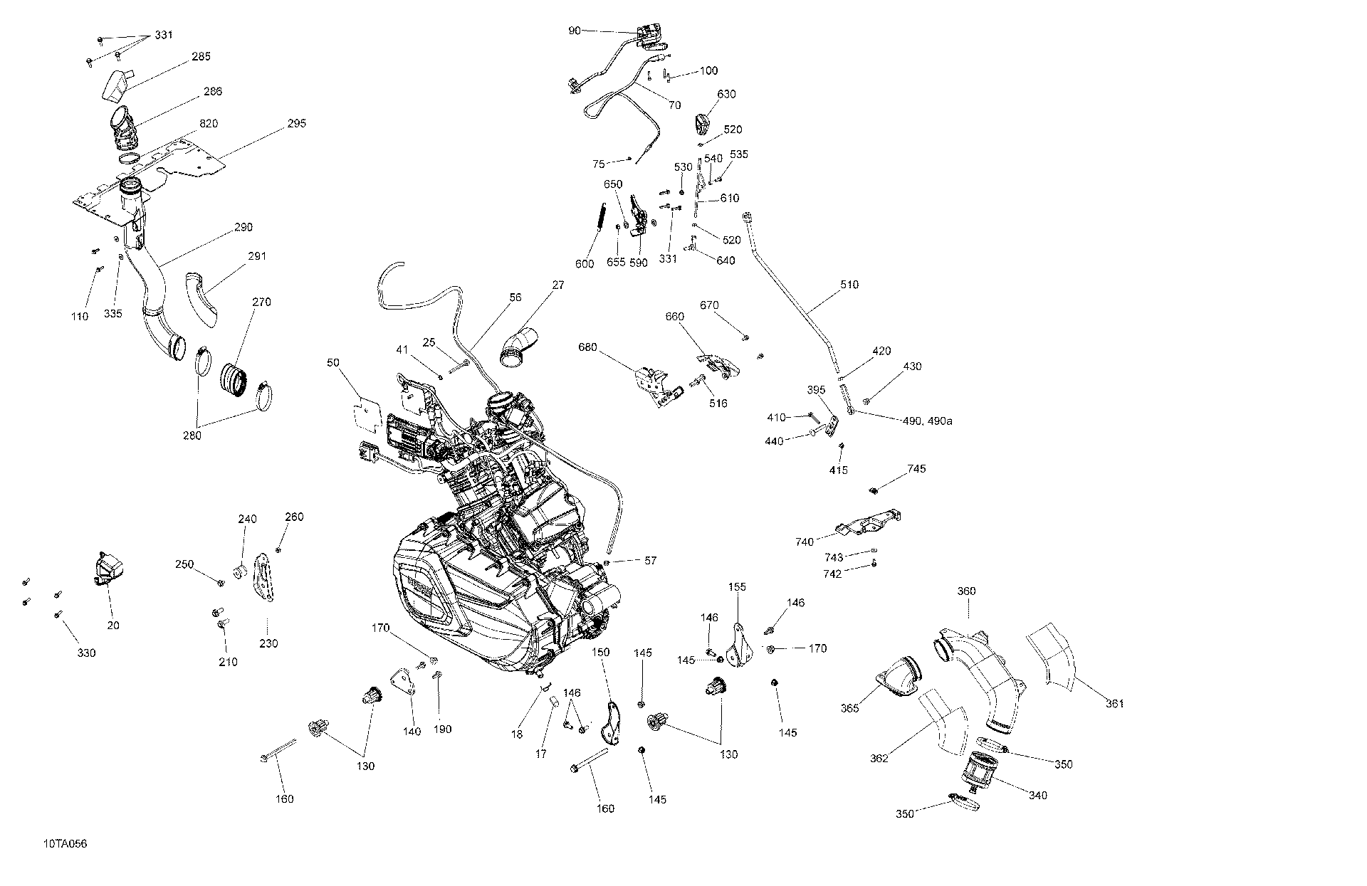 An Image of a Genuine Can-Am Parts Schematic Diagram showing the schematic - ENGINE - SYSTEM
