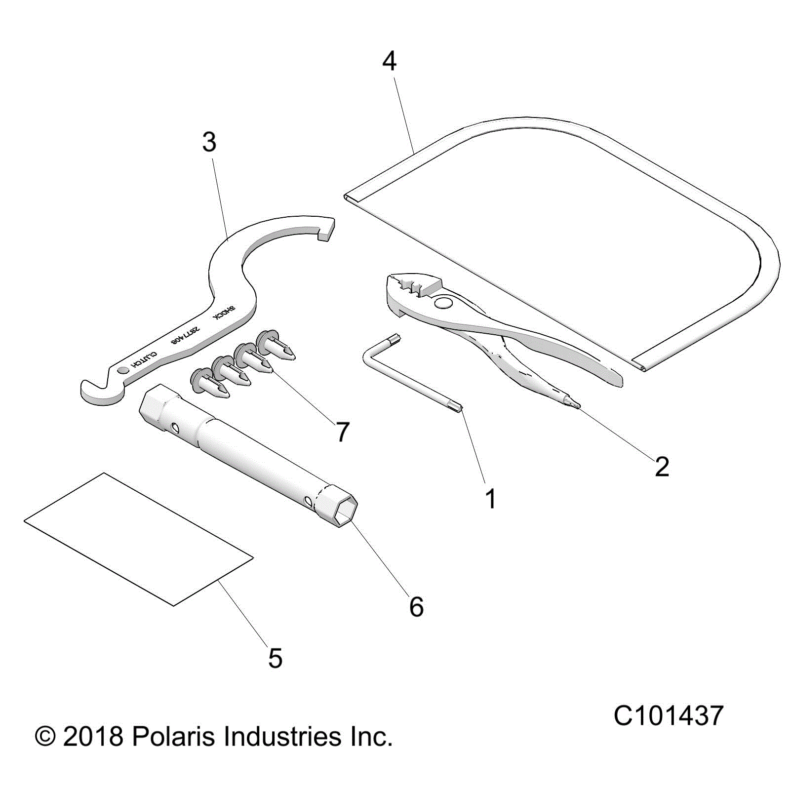 An Image of a Genuine Polaris Parts Schematic Diagram showing the schematic - REFERENCE: TOOL KIT - 2024 POLARIS SCRAMBLER XP 1000 55" 49S