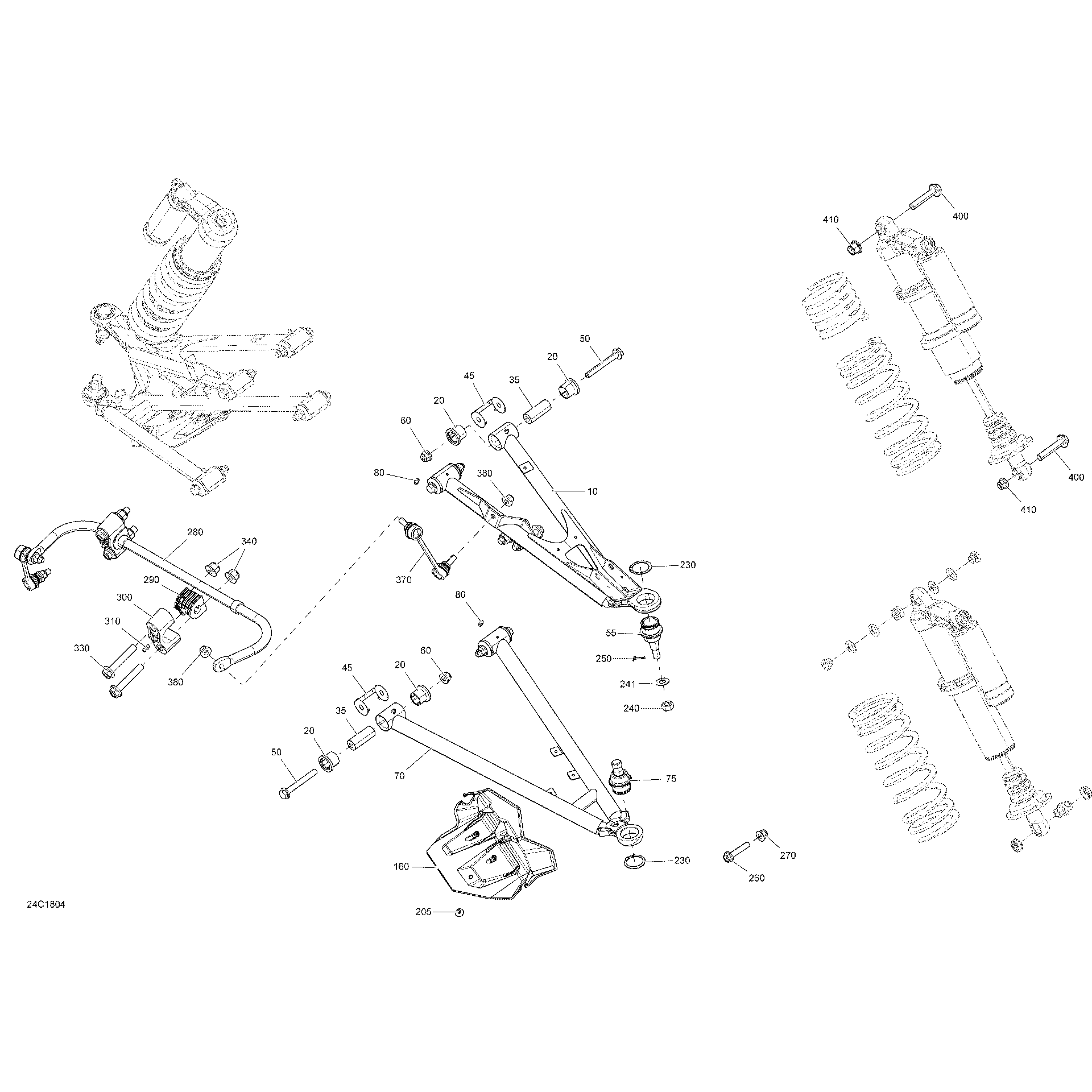 An Image of a Genuine Can-Am Parts Schematic Diagram showing the schematic - FRONT SUSPENSION MAVERICK