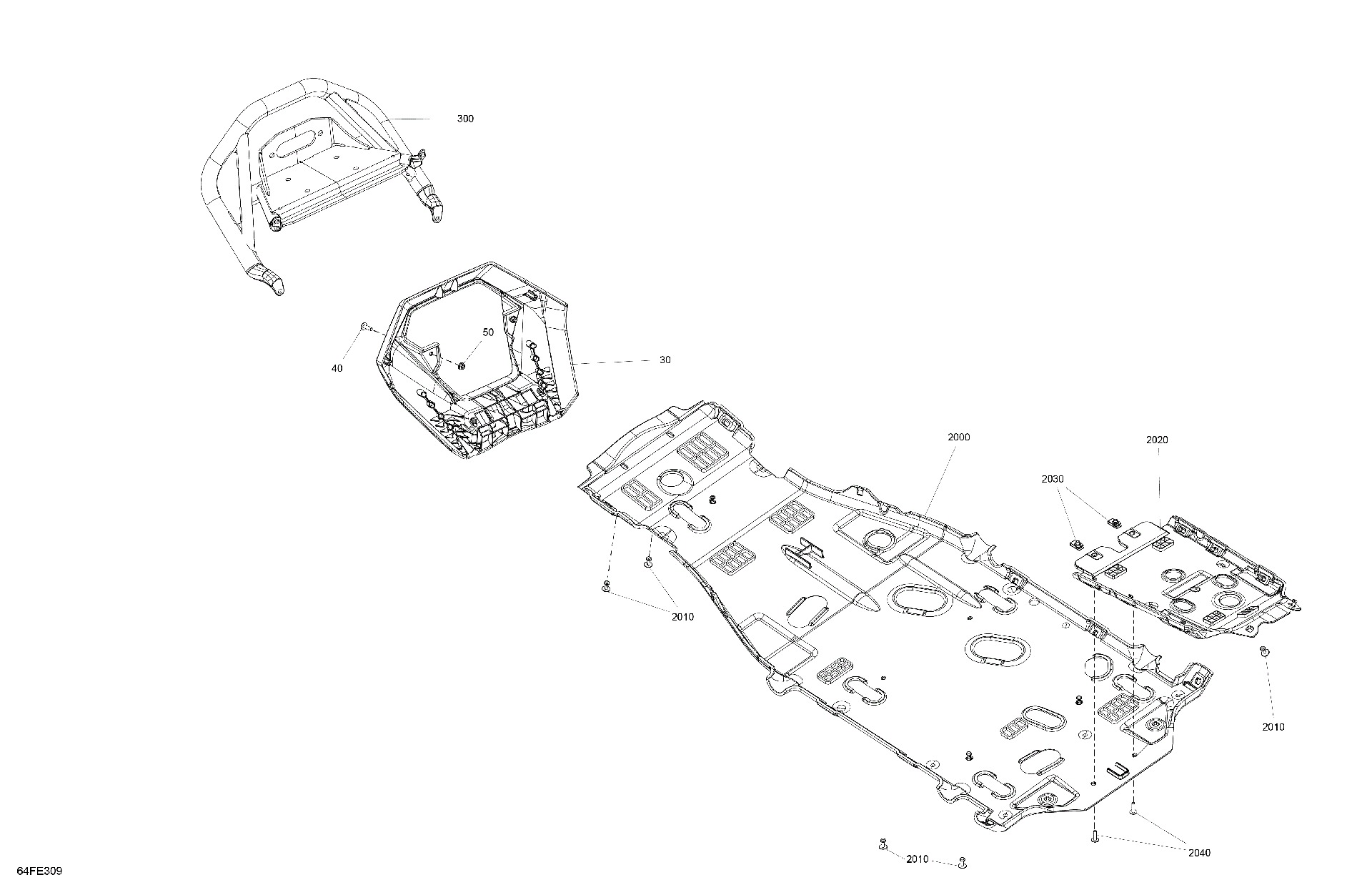 An Image of a Genuine Can-Am Parts Schematic Diagram showing the schematic - BODY - SKID PLATE AND BUMPER