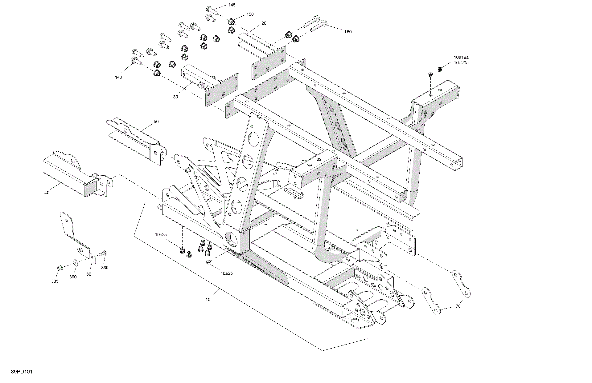 An Image of a Genuine Can-Am Parts Schematic Diagram showing the schematic - FRAME - REAR SECTION