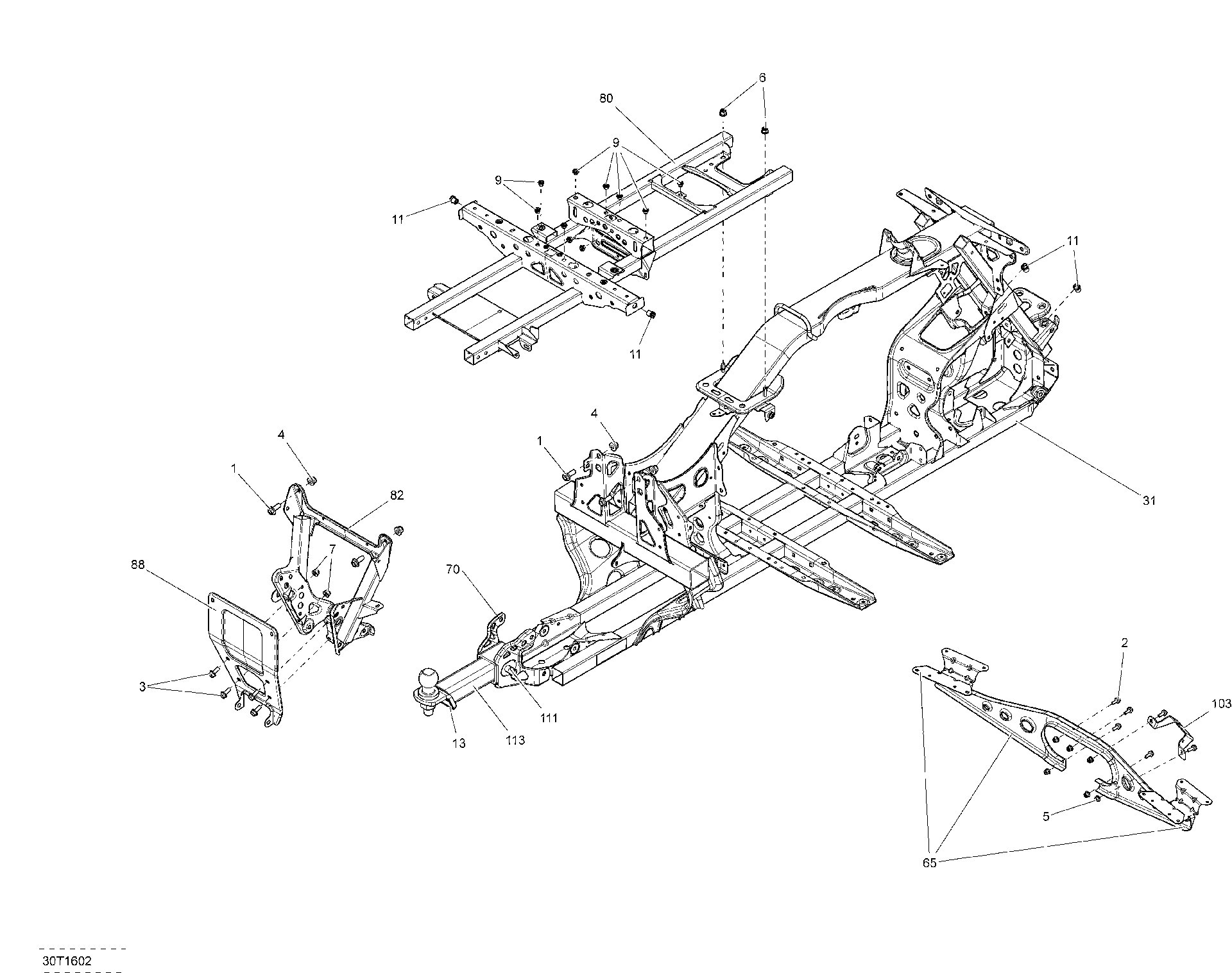 An Image of a Genuine Can-Am Parts Schematic Diagram showing the schematic - FRAME - ALL MODELS