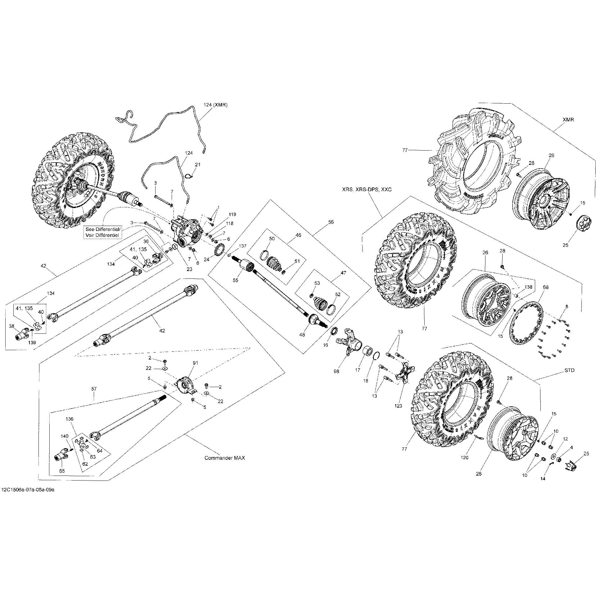 An Image of a Genuine Can-Am Parts Schematic Diagram showing the schematic - DRIVE SYSTEM FRONT _12C1509A