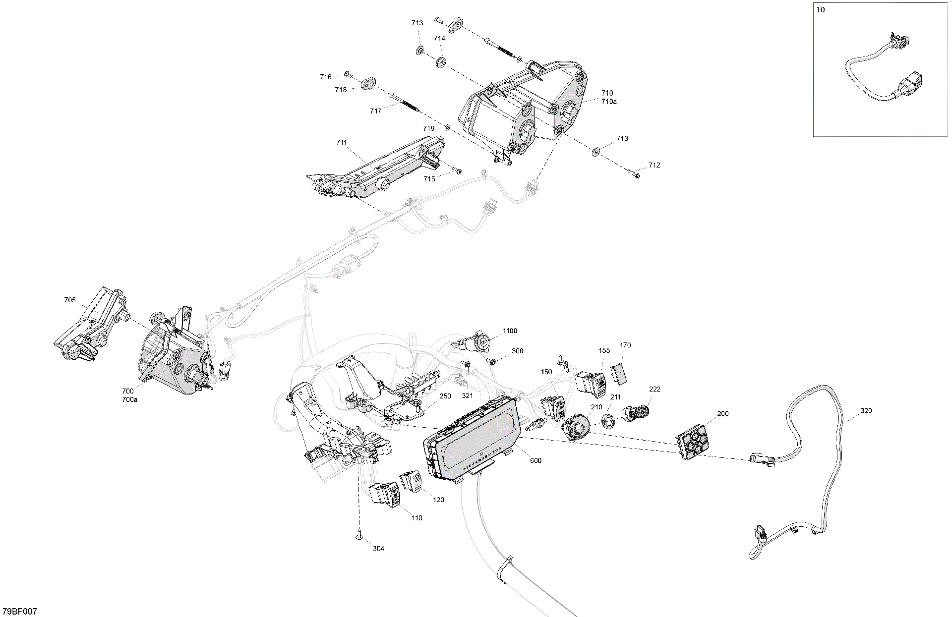 An Image of a Genuine Can-Am Parts Schematic Diagram showing the schematic - ELECTRIC - FRONT SECTION