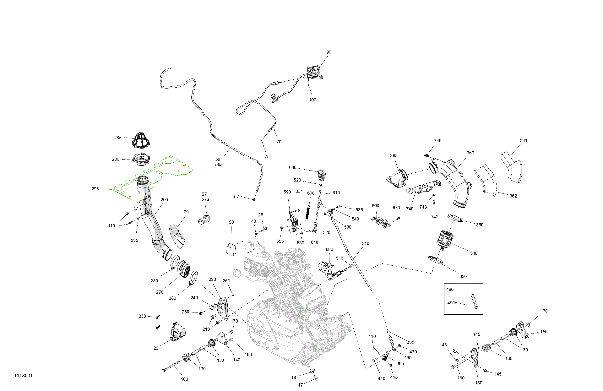 An Image of a Genuine Can-Am Parts Schematic Diagram showing the schematic - ENGINE - SYSTEM