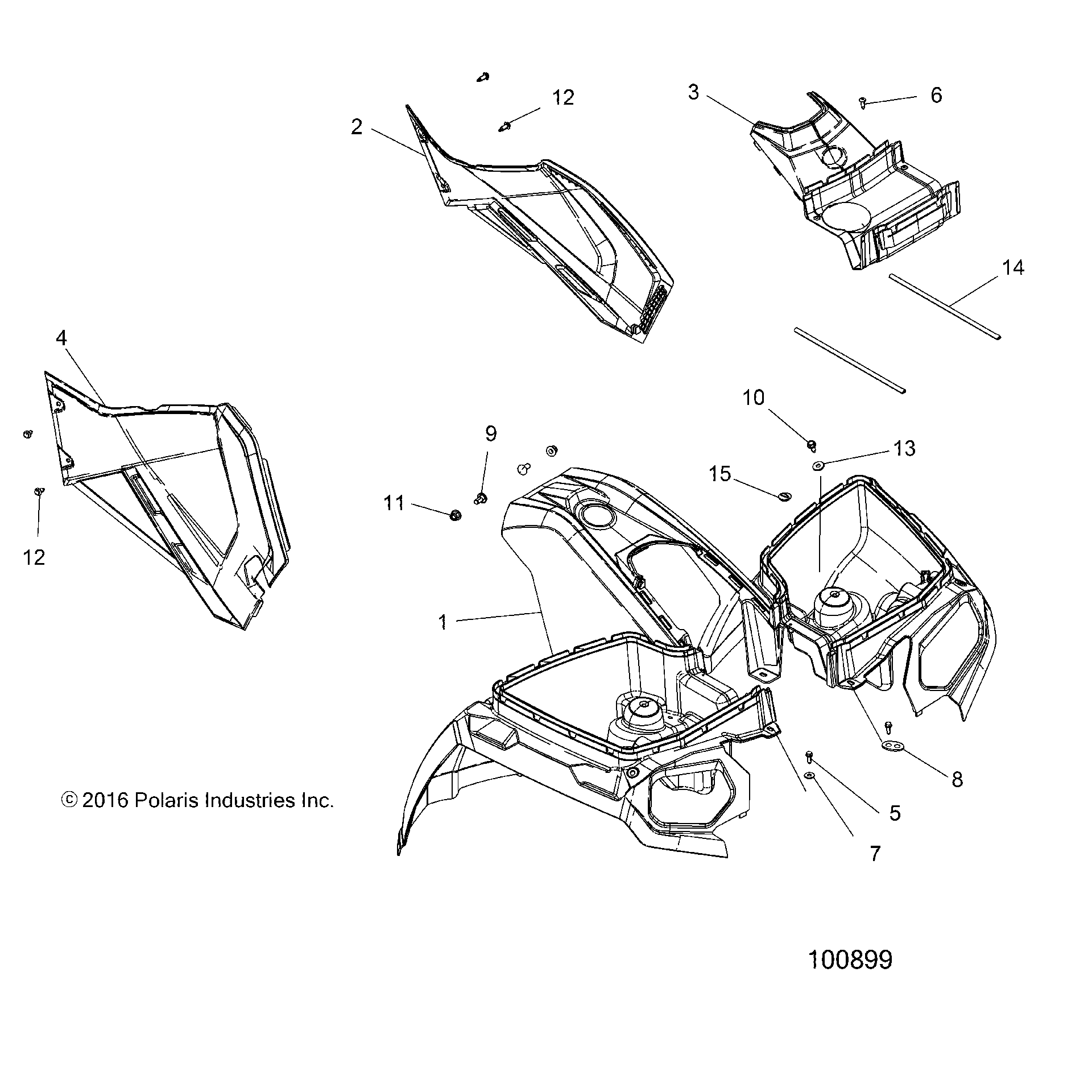 An Image of a Genuine Polaris Parts Schematic Diagram showing the schematic - BODY: FRONT CAB and SIDE PANELS - 2020 POLARIS SPORTSMAN 570 UTILITY