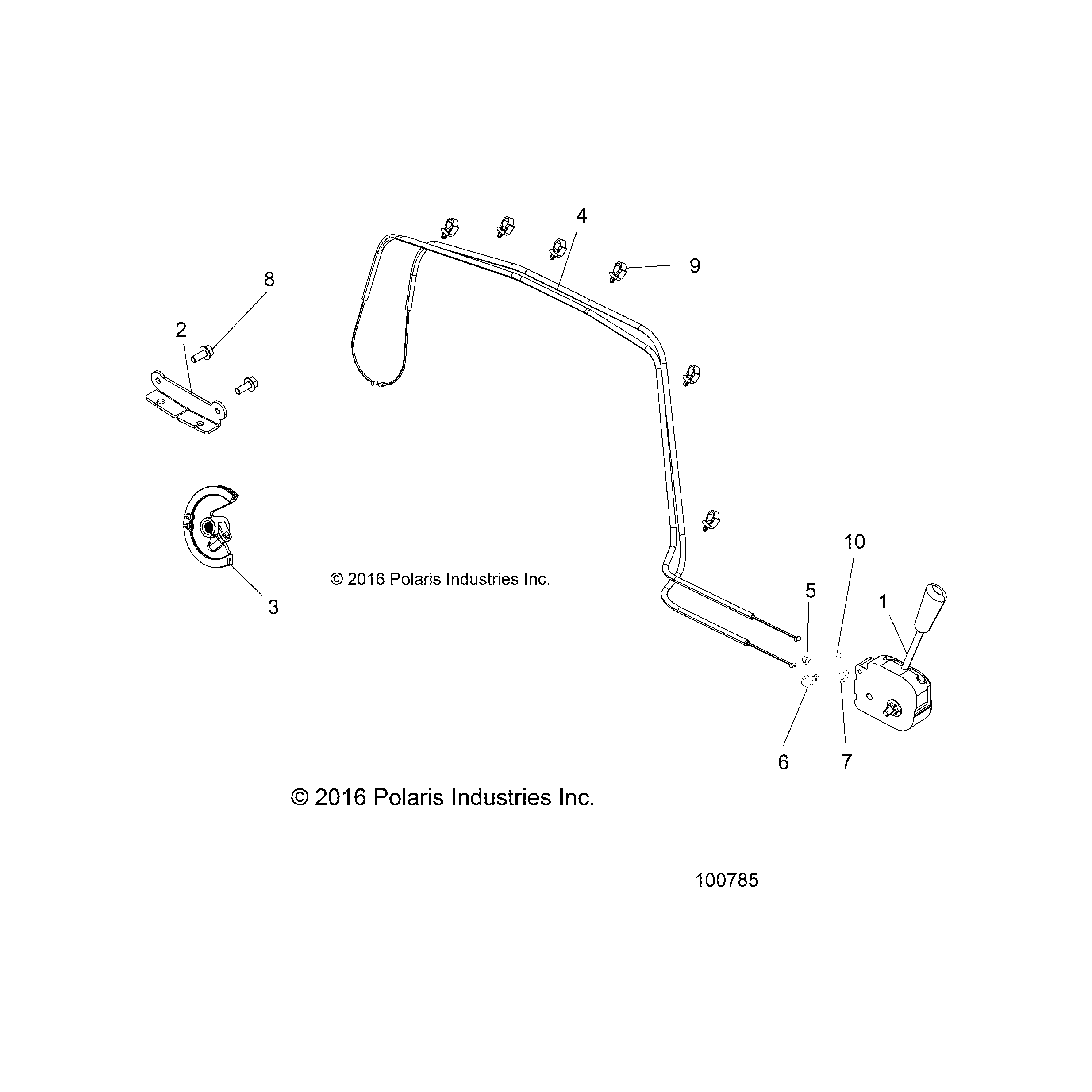 An Image of a Genuine Polaris Parts Schematic Diagram showing the schematic - DRIVE TRAIN: SHIFT LEVER - 2018 POLARIS ACE 150 EFI INDY