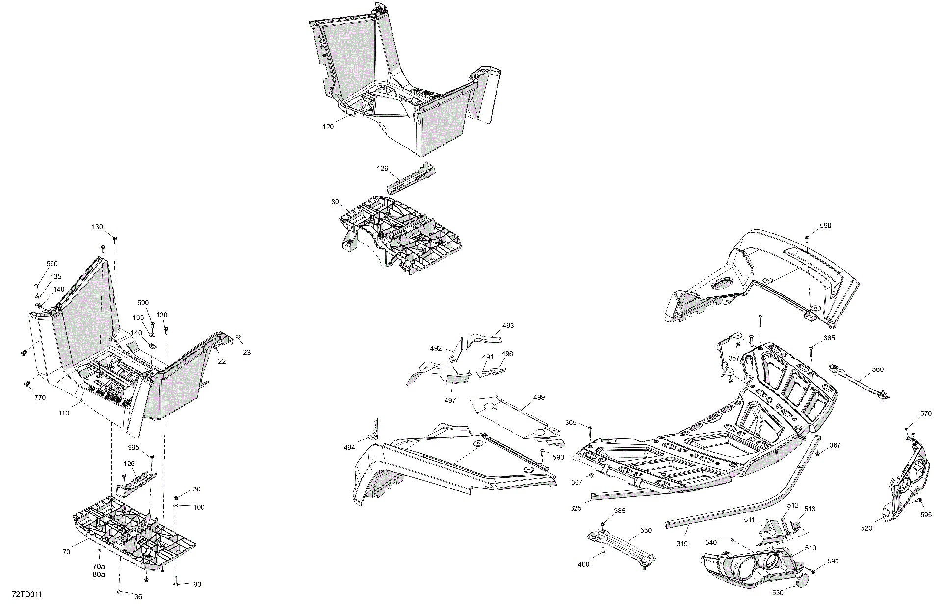 An Image of a Genuine Can-Am Parts Schematic Diagram showing the schematic - BODY - REAR SECTION