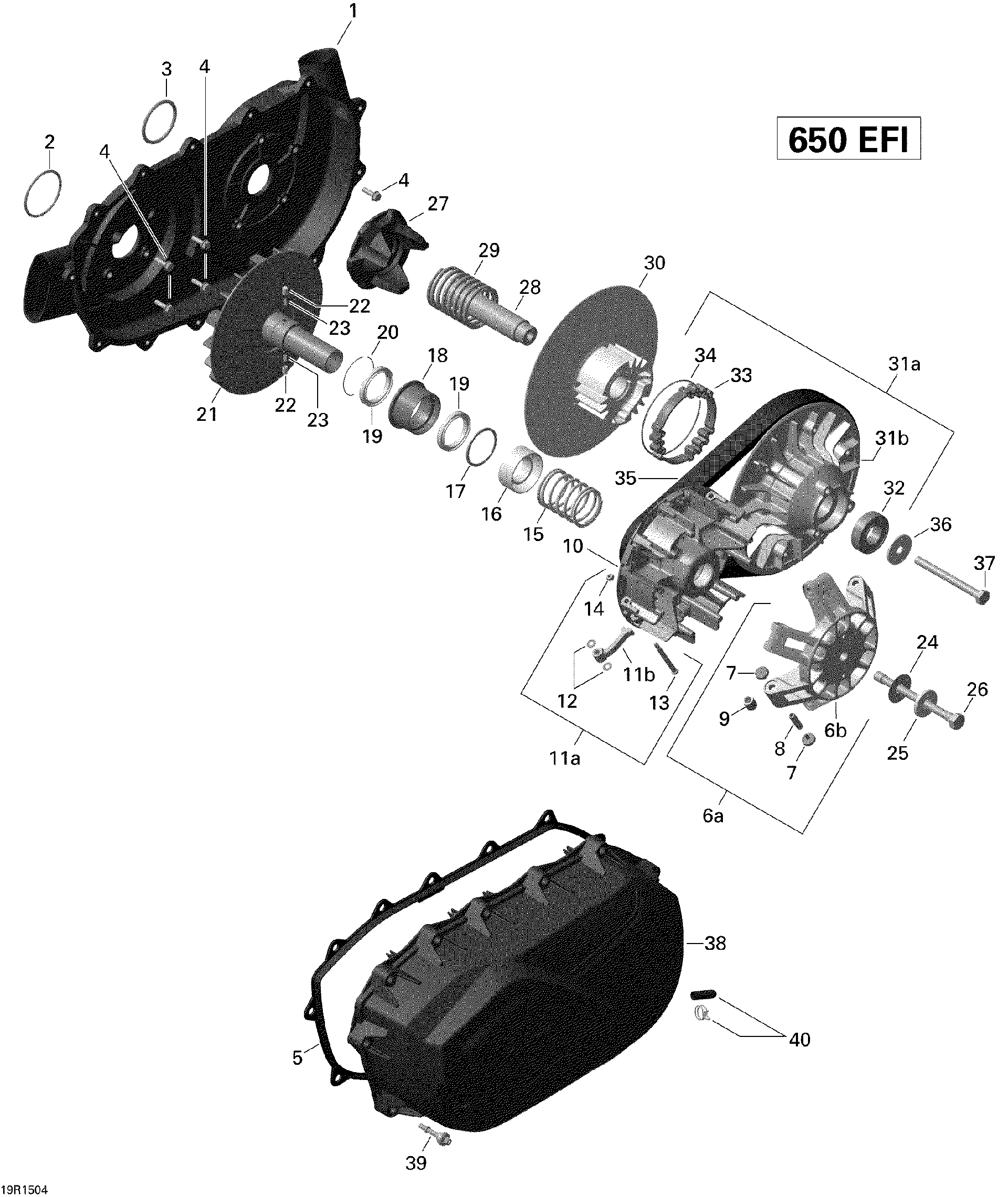 An Image of a Genuine Can-Am Parts Schematic Diagram showing the schematic - TRANSMISSION _19R1504