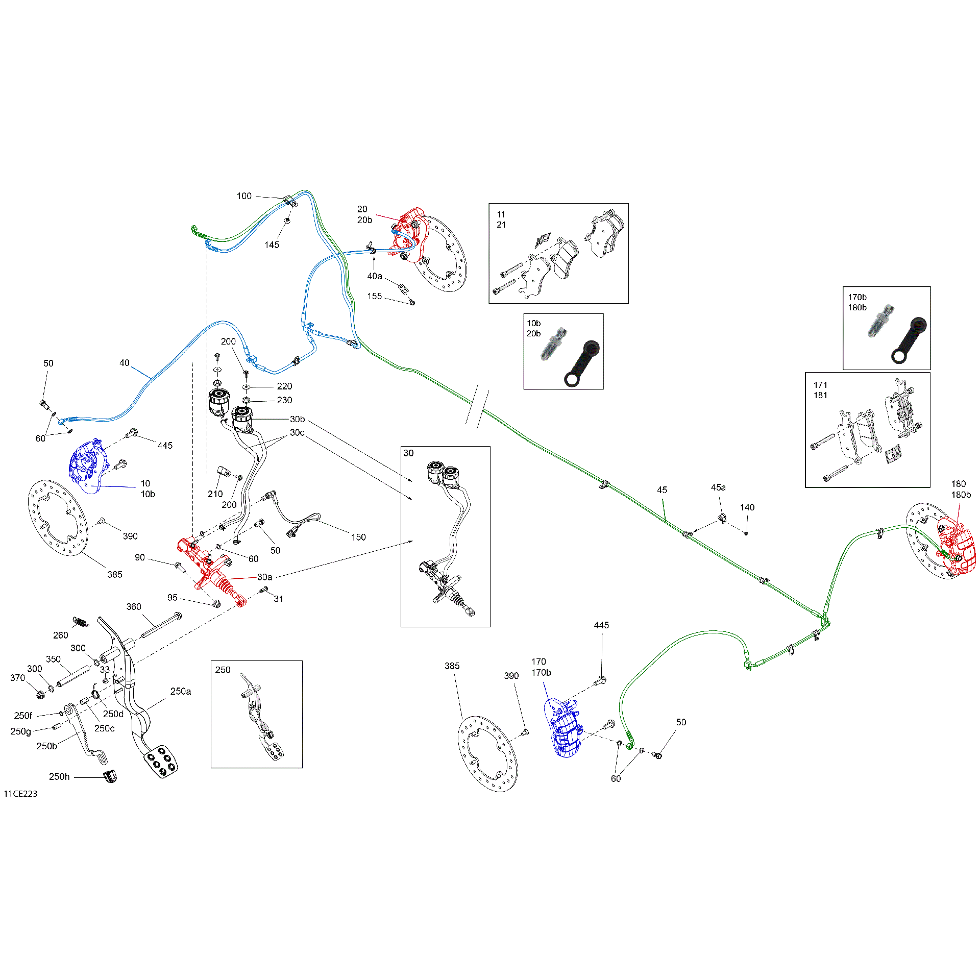 An Image of a Genuine Can-Am Parts Schematic Diagram showing the schematic - MECHANIC - BRAKE SYSTEM