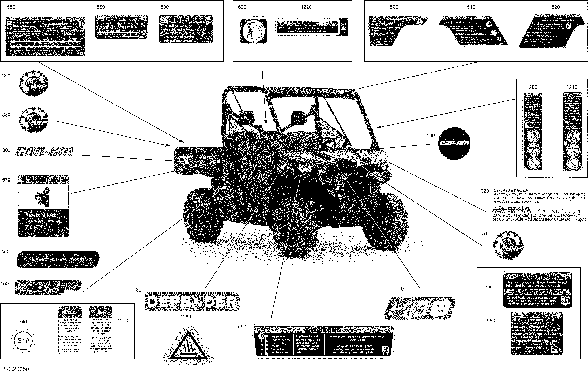 An Image of a Genuine Can-Am Parts Schematic Diagram showing the schematic - DECALS - DPS