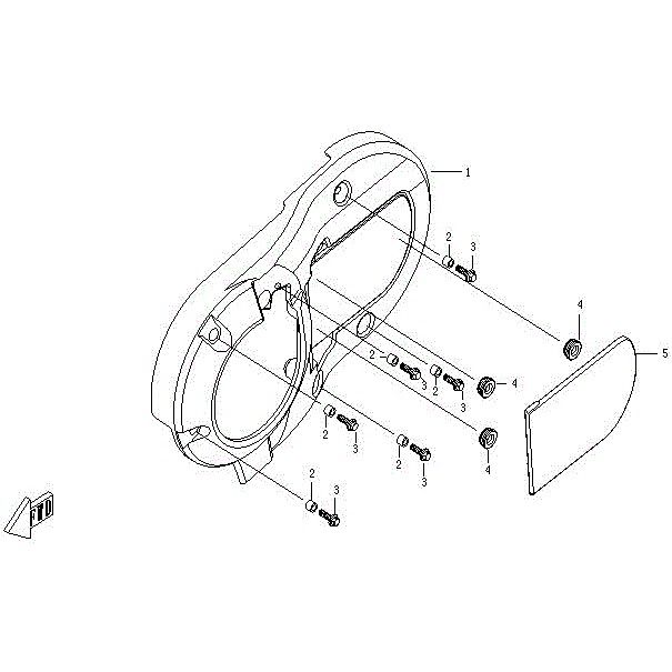 An Image of a genuine CFMOTO Parts Schematic Diagram showing the group - LEFT SIDE COVER ASSY - 2016 CFMOTO CFORCE 500 SWB