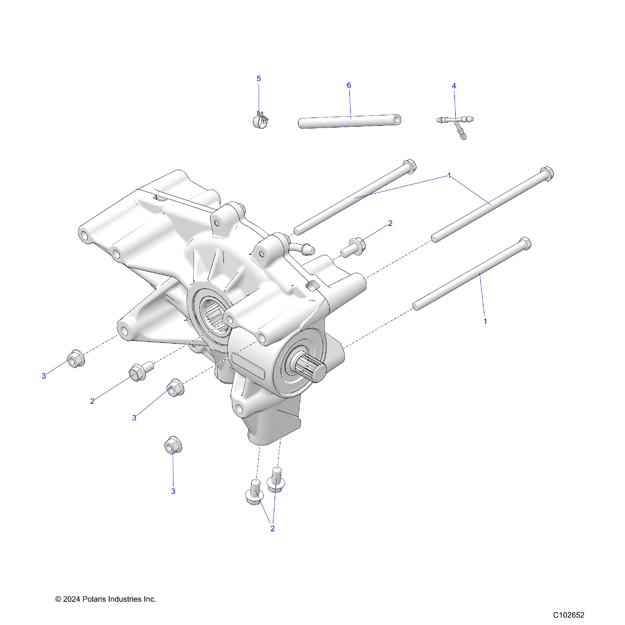An Image of a Genuine Polaris Parts Schematic Diagram showing the schematic - DRIVE TRAIN: REAR GEARCASE MOUNTING - 2026 POLARIS SPORTSMAN 570 6X6 EPS 49S