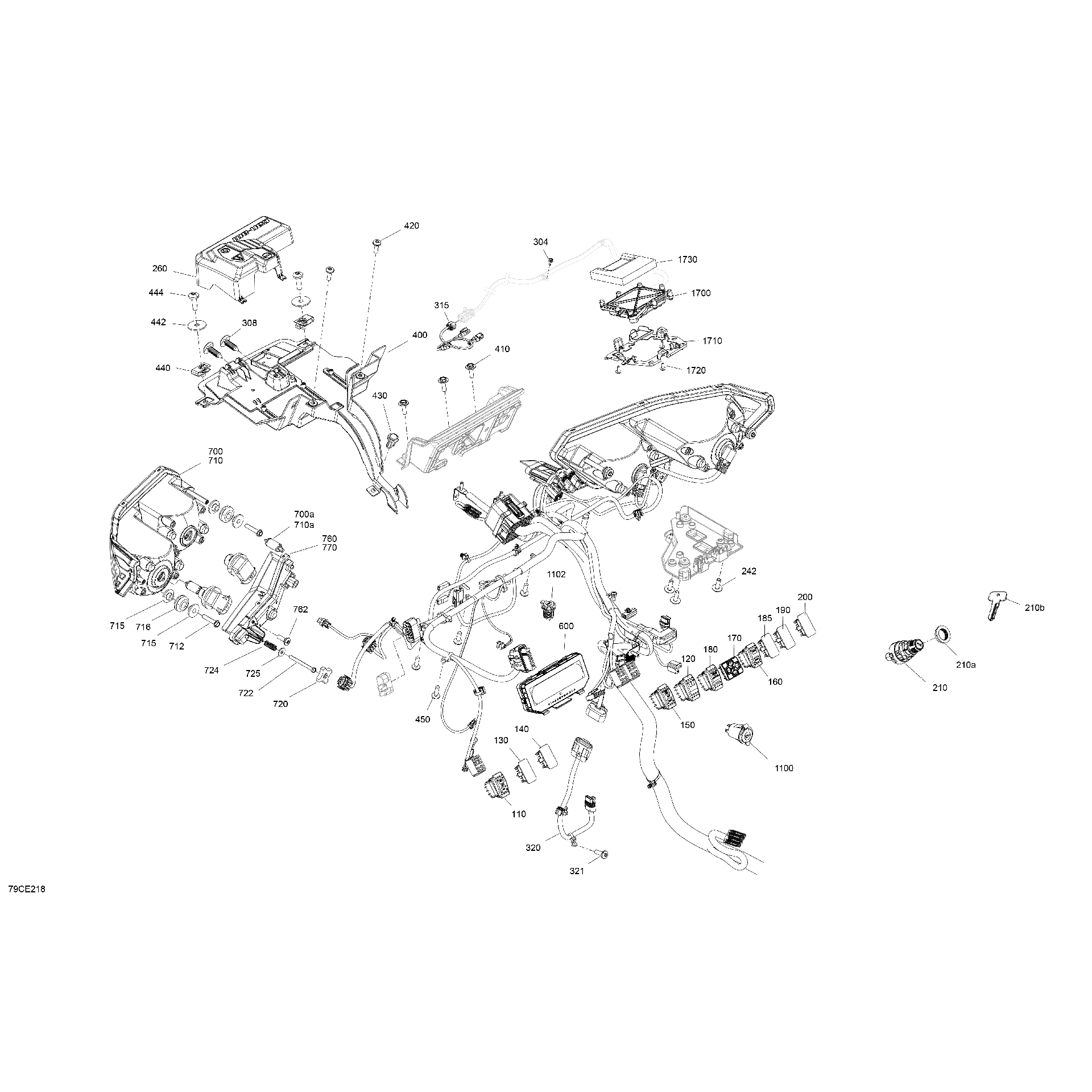 An Image of a Genuine Can-Am Parts Schematic Diagram showing the schematic - ELECTRIC - FRONT SECTION