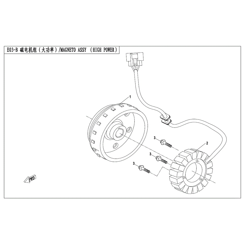 An Image of a genuine CFMOTO Parts Schematic Diagram showing the group - MAGNETO ASSY (HIGH-POWER) - 2020 CFMOTO CFORCE 500 S