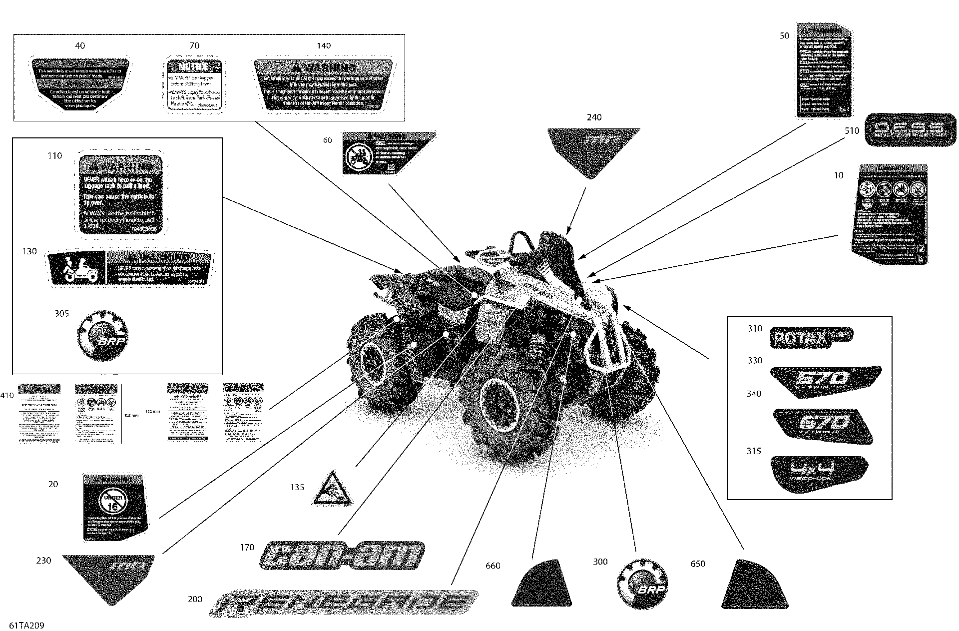 An Image of a Genuine Can-Am Parts Schematic Diagram showing the schematic - BODY - DECALS