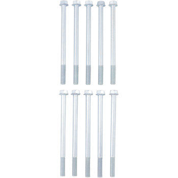 Ten silver metal flange bolts M6 x 90mm with partially threaded shafts arranged in two rows.