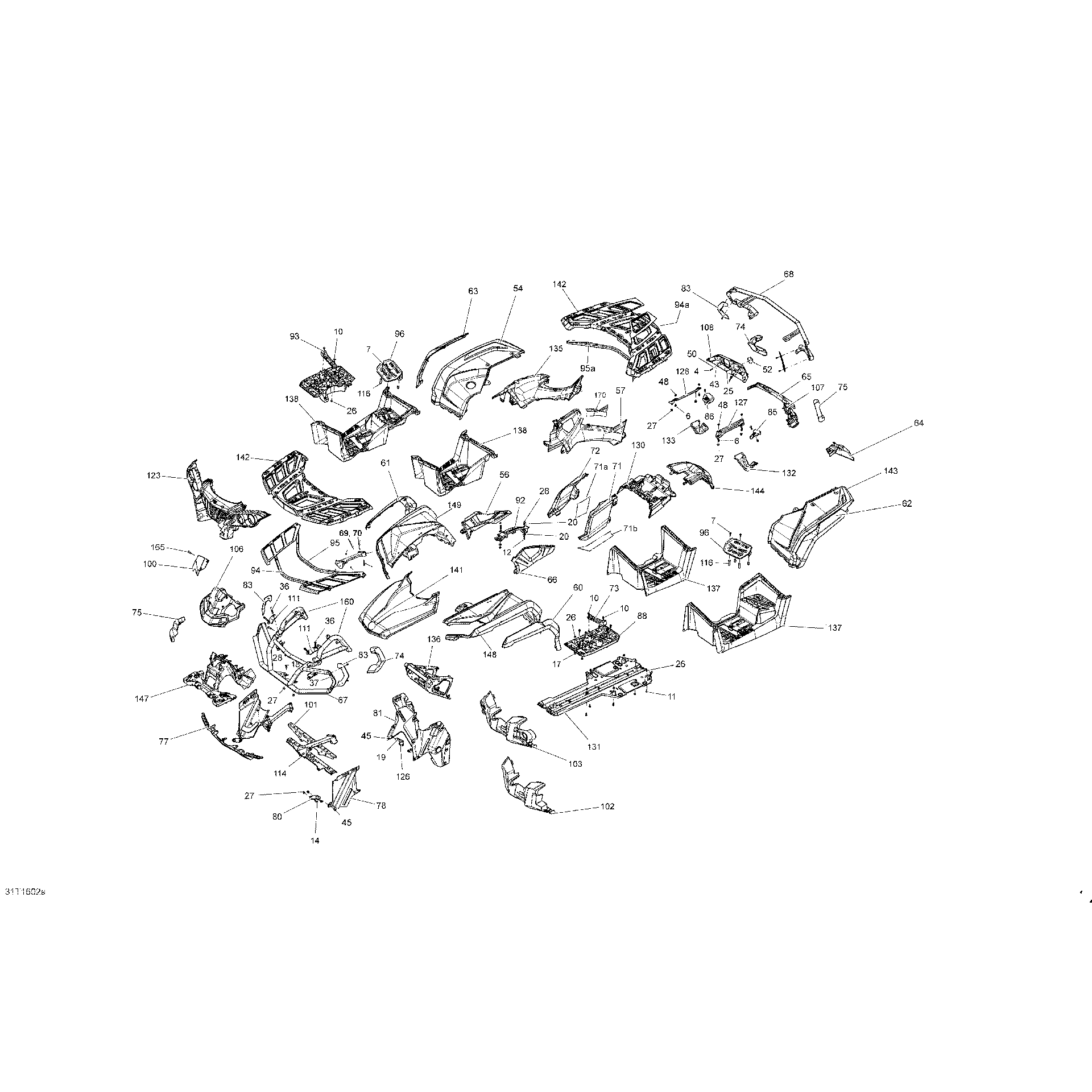 An Image of a Genuine Can-Am Parts Schematic Diagram showing the schematic - BODY AND ACCESSORIES - ALL MODELS