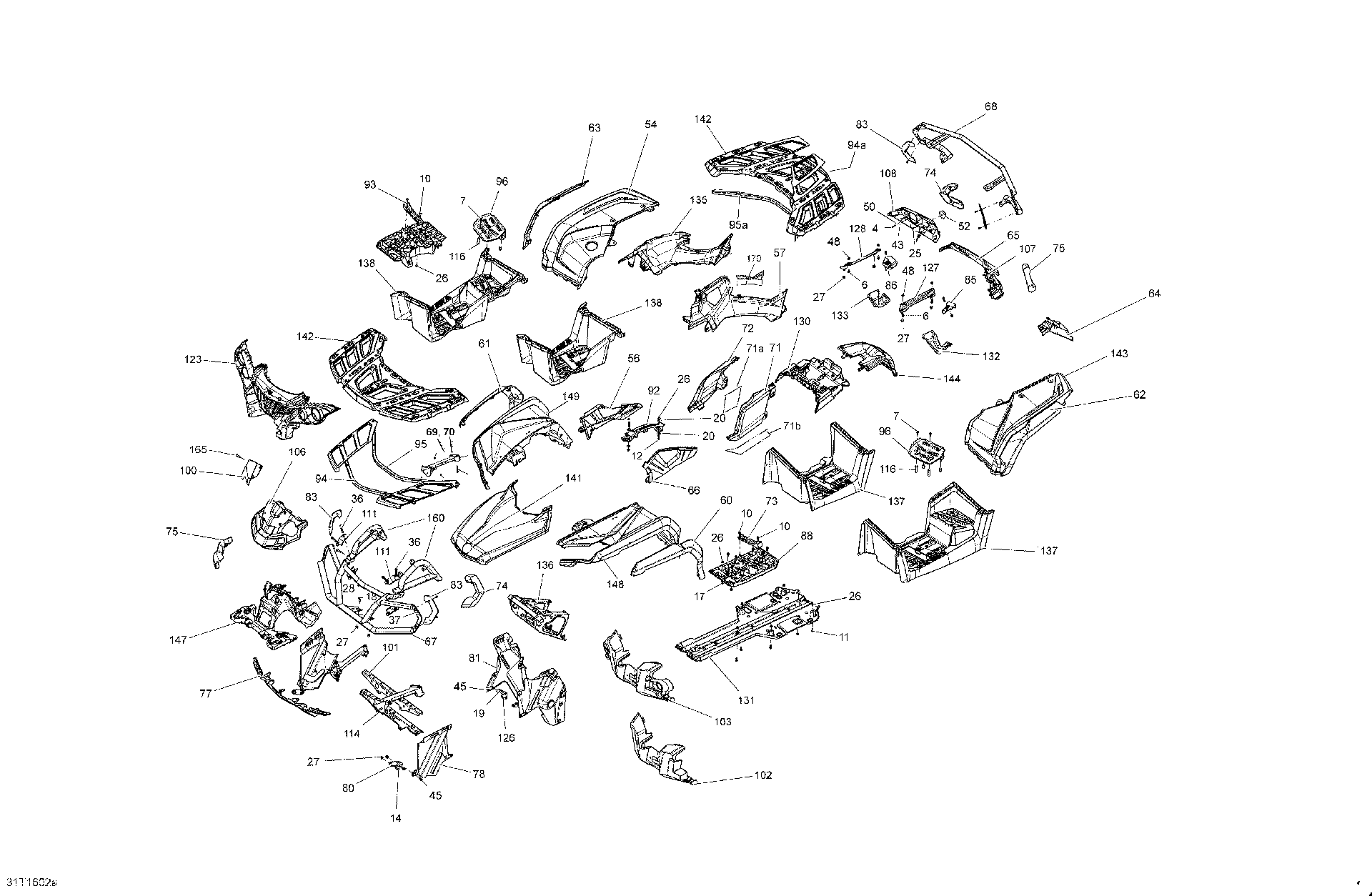 An Image of a Genuine Can-Am Parts Schematic Diagram showing the schematic - BODY AND ACCESSORIES - ALL MODELS