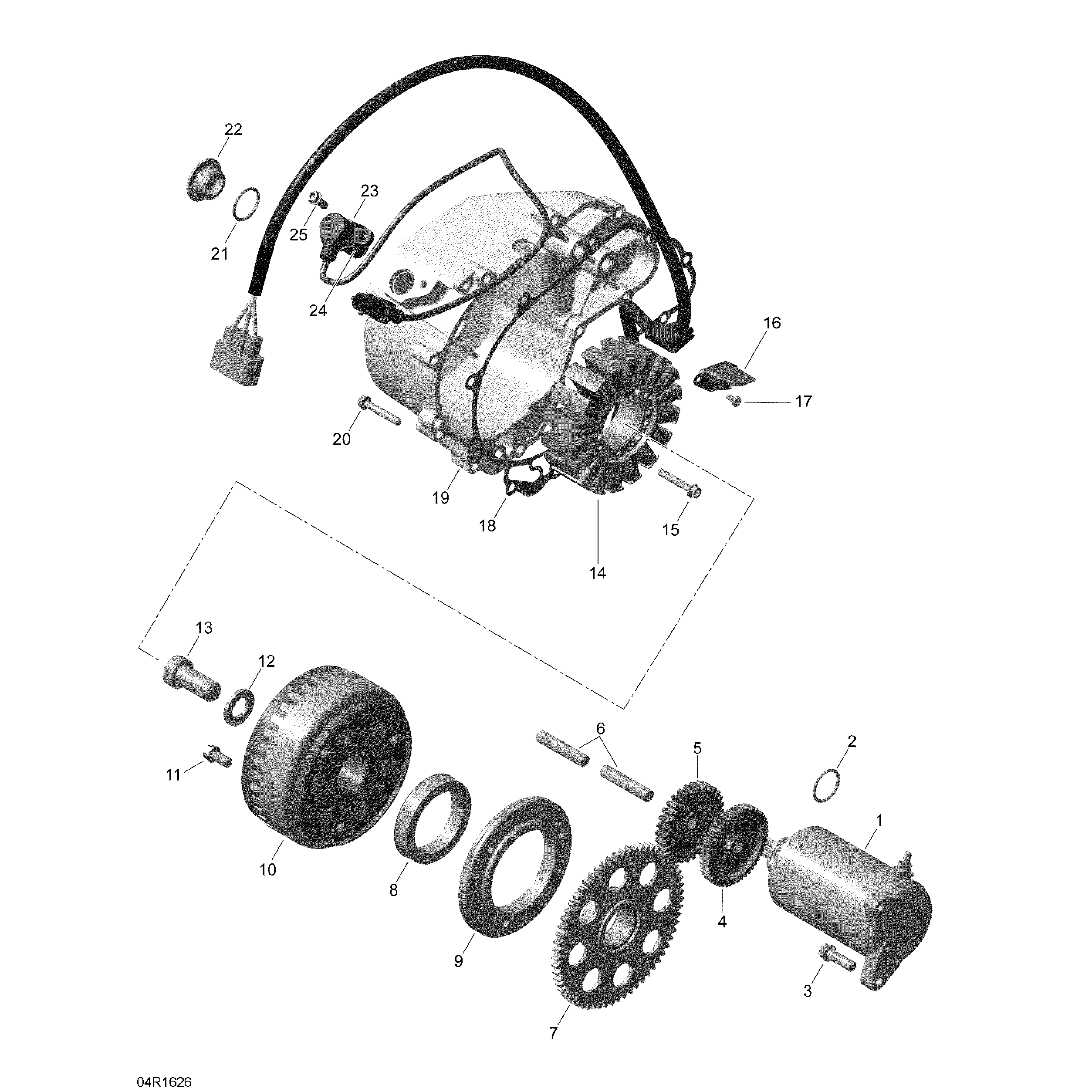 An Image of a Genuine Can-Am Parts Schematic Diagram showing the schematic - MAGNETO AND ELECTRIC STARTER - TURBO