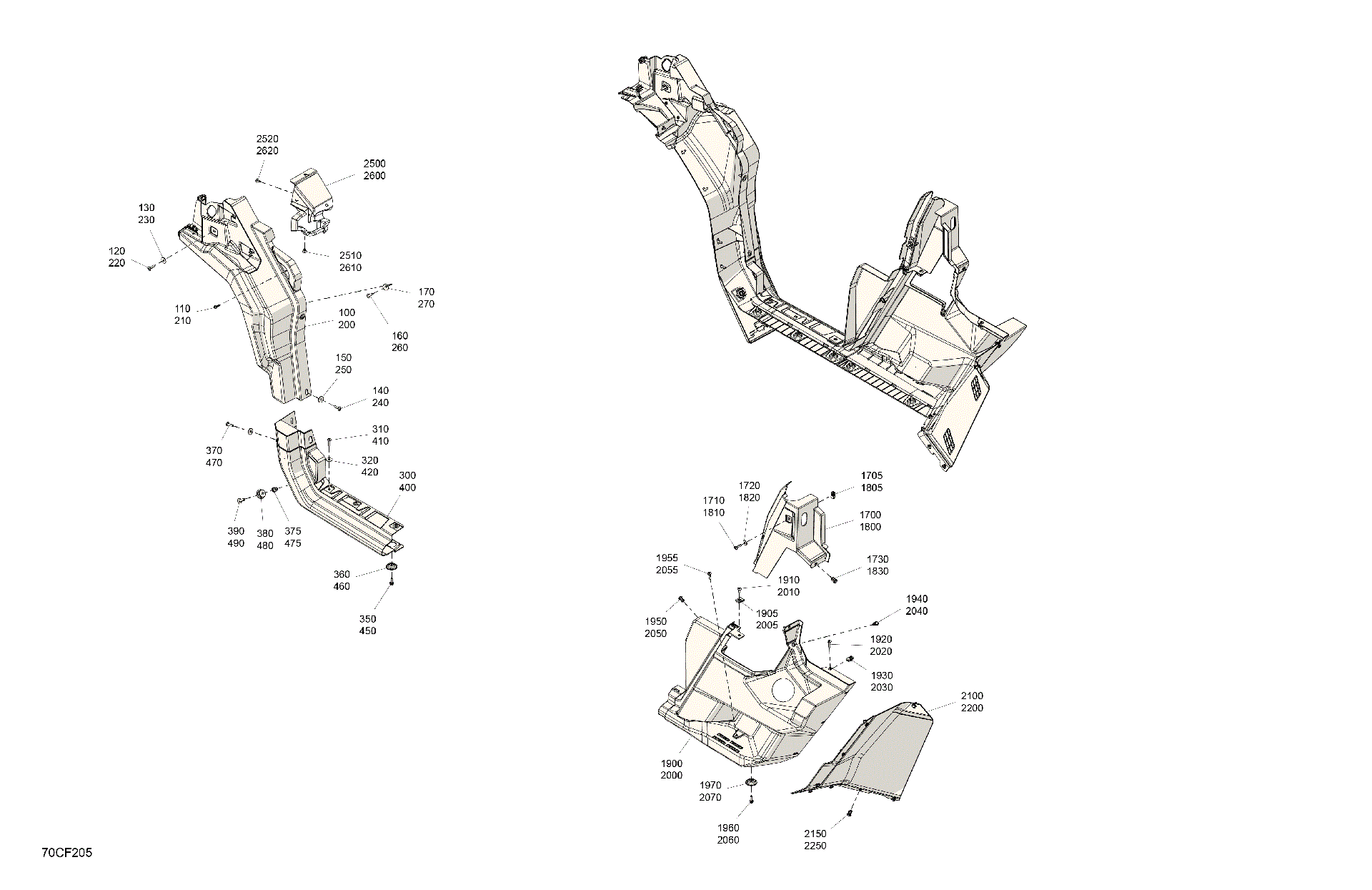 An Image of a Genuine Can-Am Parts Schematic Diagram showing the schematic - BODY - SYSTEM