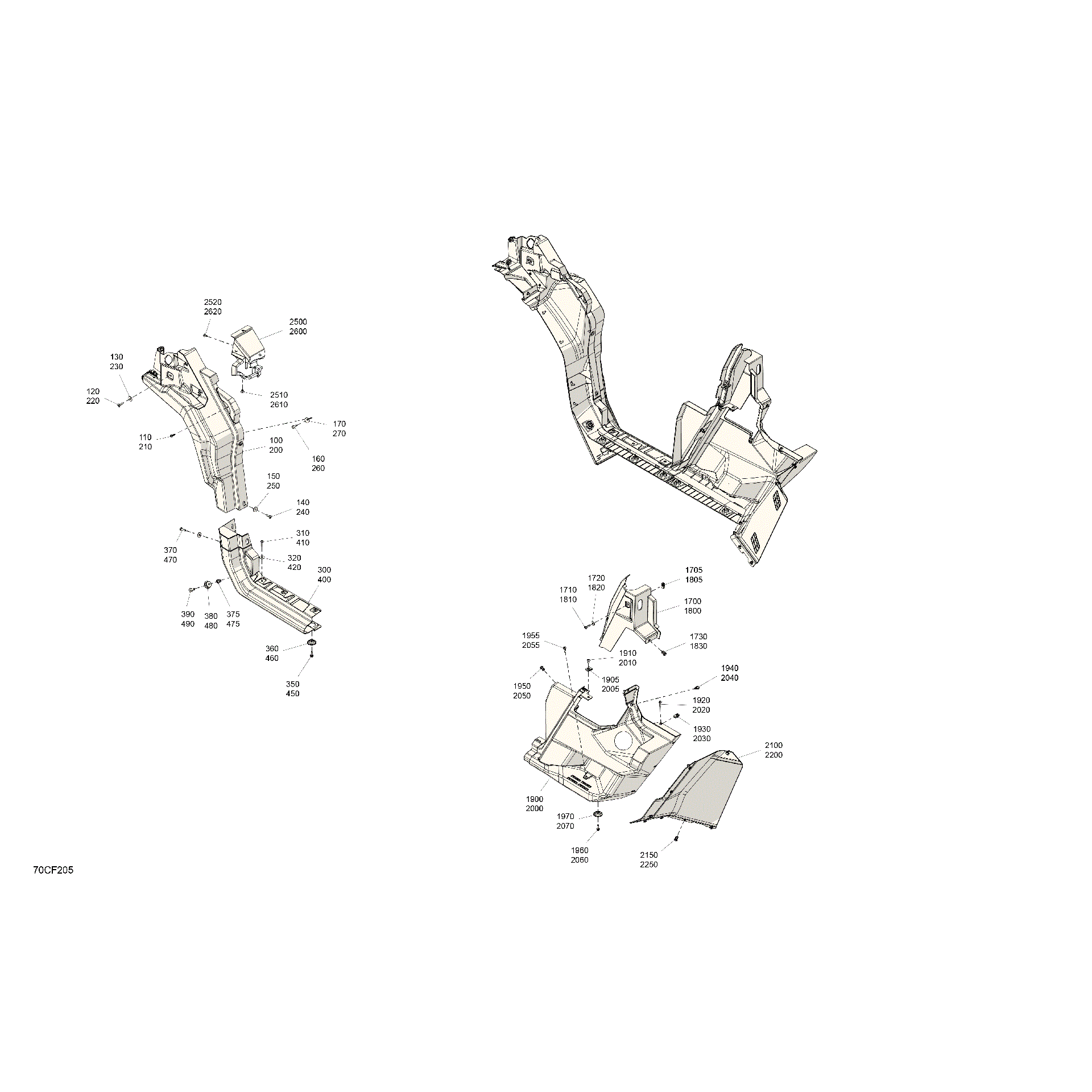 An Image of a Genuine Can-Am Parts Schematic Diagram showing the schematic - BODY - SYSTEM