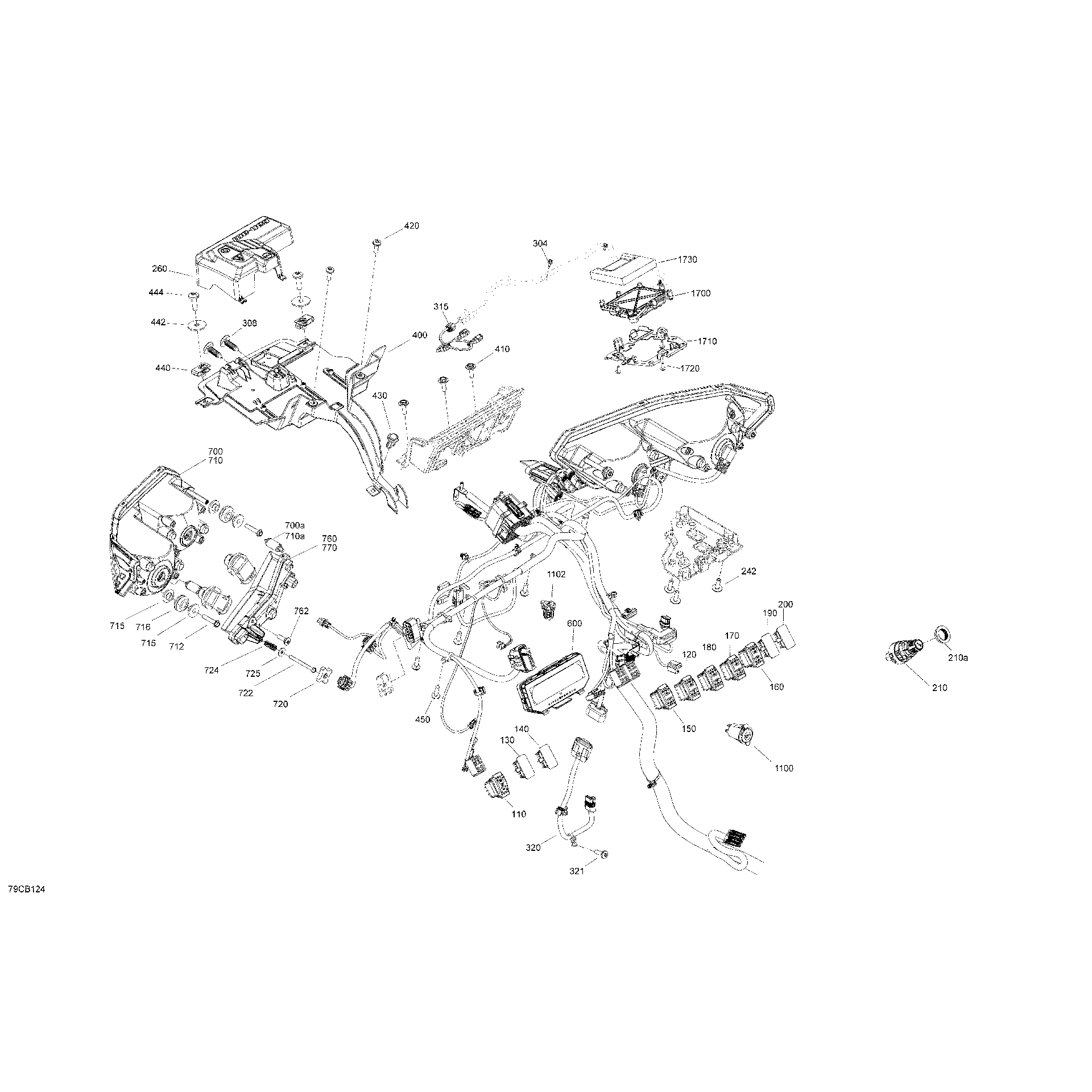 An Image of a Genuine Can-Am Parts Schematic Diagram showing the schematic - ELECTRIC - FRONT SECTION