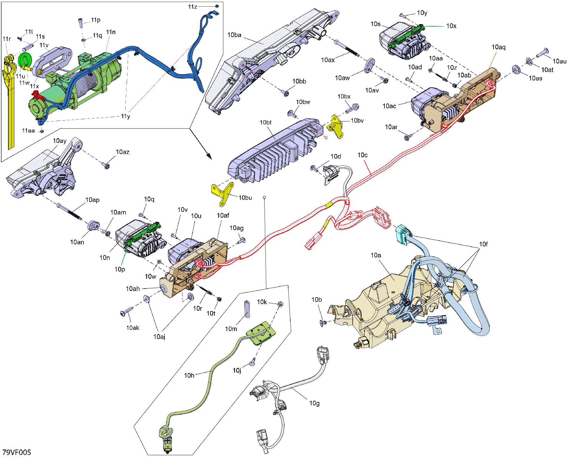 An Image of a Genuine Can-Am Parts Schematic Diagram showing the schematic - ELECTRIC - FRONT SECTION