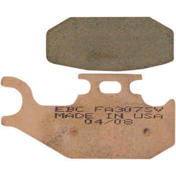 Two views of SV Severe Duty Brake Pads by Ebc: the top reveals the friction surface, while the bottom shows engraved text indicating durable material for ultra-long life in demanding utility applications.