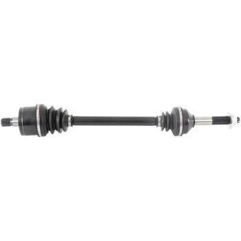 The Kawasaki Teryx Axle Kit Complete 8 Ball Extreme Duty Rear Right 750 by All Balls features a durable chromoly shaft with rubber boots and a metal rod, designed for toughness and shown on a white background.