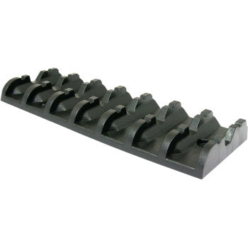 Trailer Grip Glides by Caliber are black plastic organizers with multiple curved slots, designed to neatly hold and separate wires or cables—making them an ideal accessory for keeping your ATV trailer setup organized.