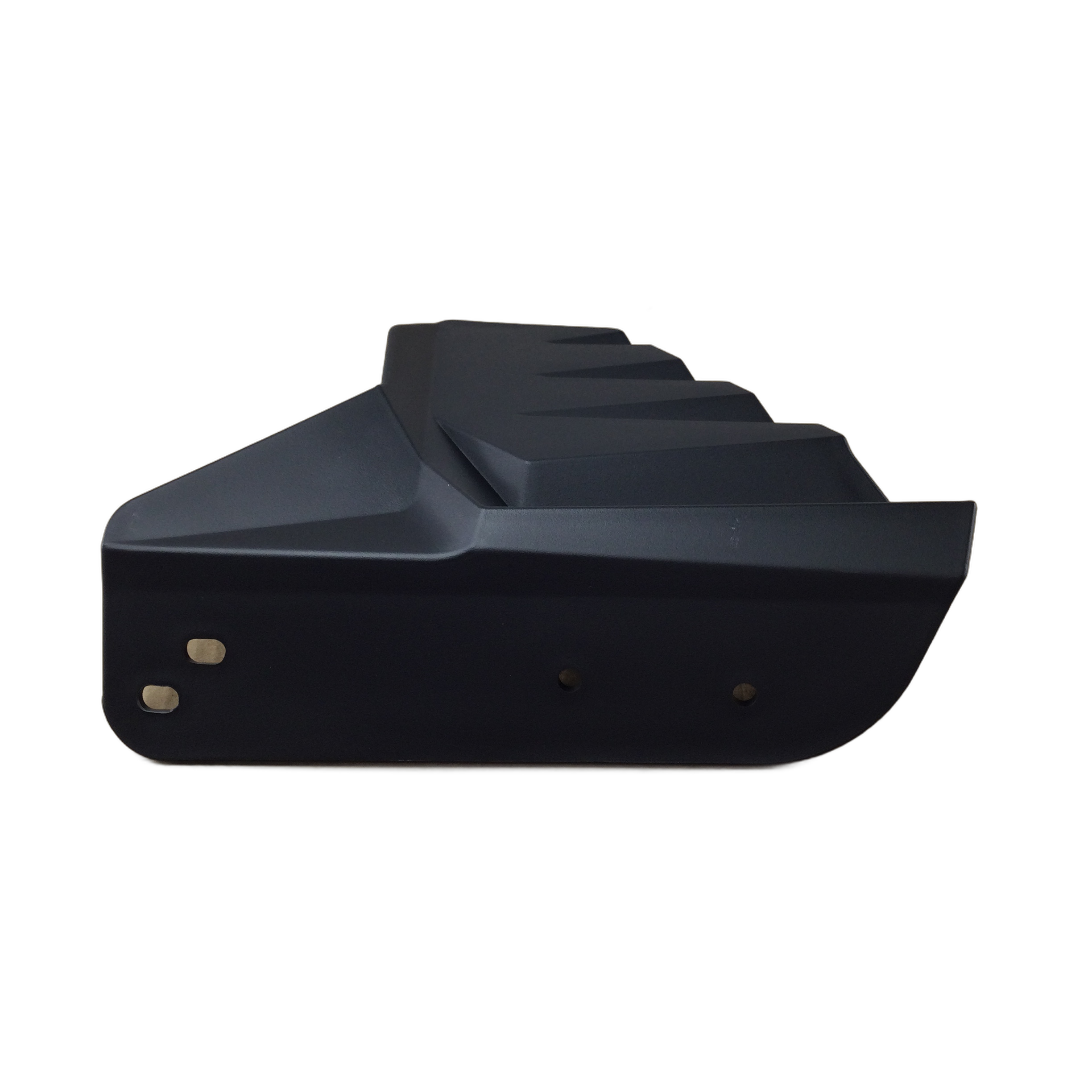 A black, angular OEM A-Arm Guard (Right Hand Side) by CFMoto, part number 5BWB-050004, featuring multiple fins and screw holes, is photographed on a white background.