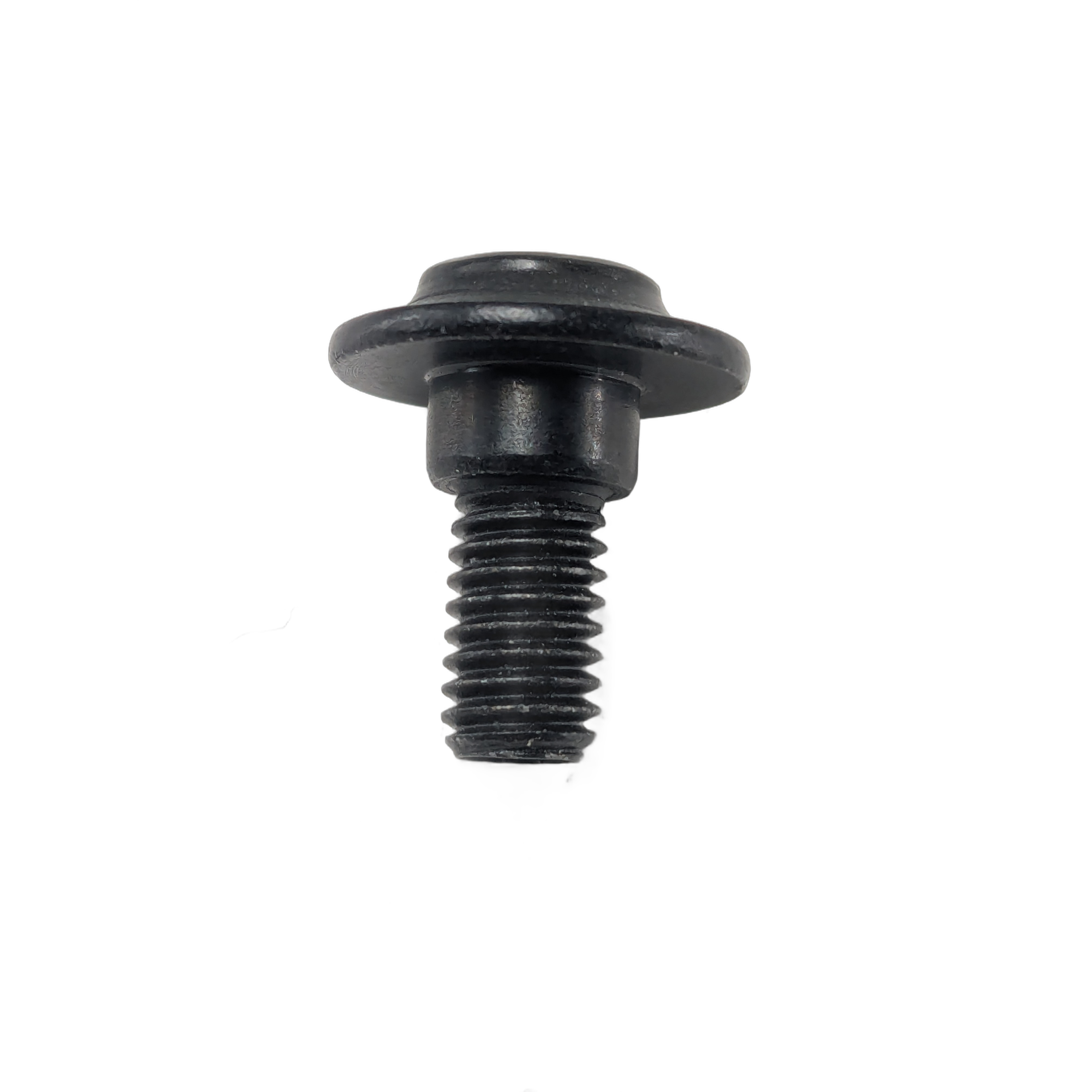 Black inner hex bolt M6x14 with flange and threaded shaft, metal construction.