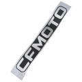 Black and white rectangular CFMOTO logo decal with bold block lettering.