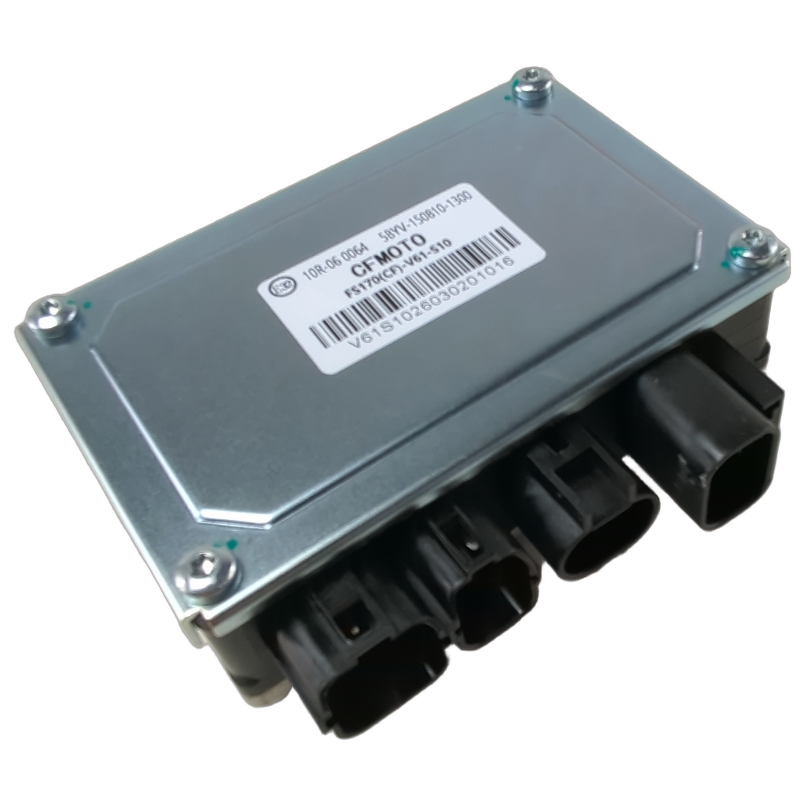 Rectangular metal EPS controller with four black connector ports and a white label on top.