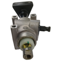Silver metal EPS motor with black mounting bracket and hexagonal input shaft tip.