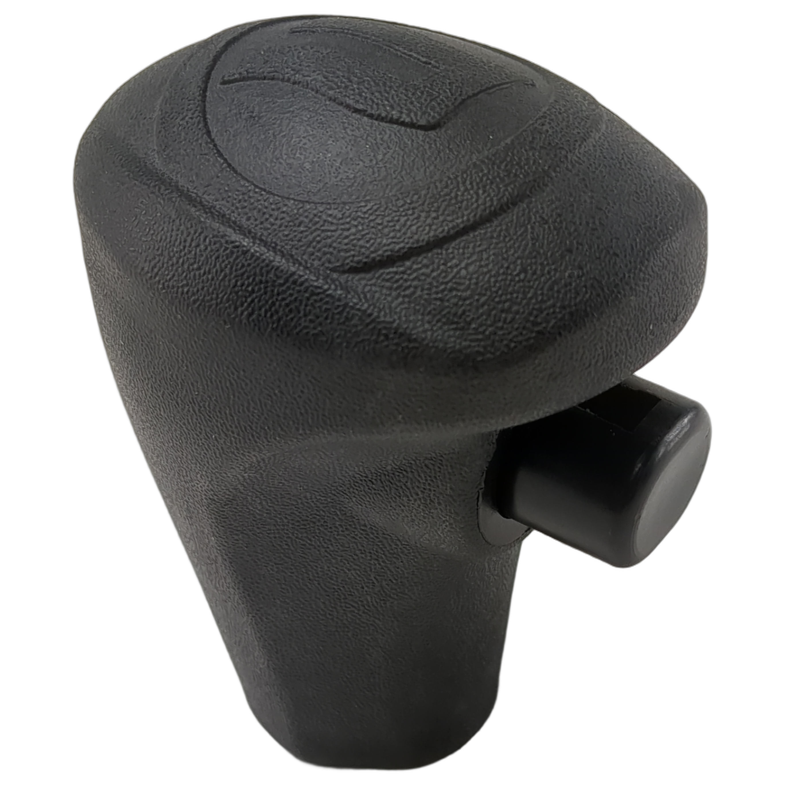 Black textured plastic gear shift lever knob with rounded top and side button for CFMOTO vehicles.
