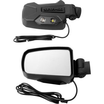 Pursuit Side View Mirror Night Vision Rectangle Black 1.75" ROPS Pair by Seizmik