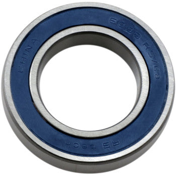 The Wheel Bearing Double Seal 40x68x15 by Parts Unlimited is a metal ball bearing with ABEC #1 precision, a blue rubber seal, and edge markings like 6003 RS/16 and CHINA.