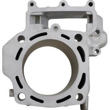 Silver metal motorcycle cylinder with an 85mm bore and precision-machined openings.