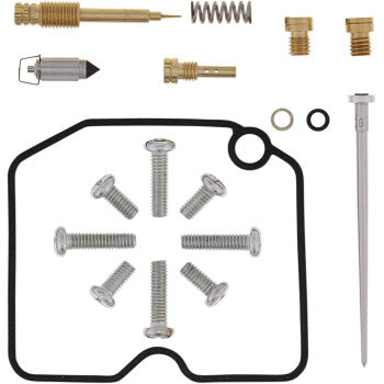 The Arctic Cat Carburetor Repair Kit by Moose Offroad includes screws, jets, an NBR rubber gasket, small springs, O-rings, and a needle, all neatly arranged on a white background.