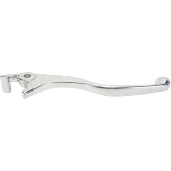 The Brake Lever Polished by Parts Unlimited is a silver alloy replacement lever featuring a curved handle and a mounting hole at one end, shown isolated on a white background.