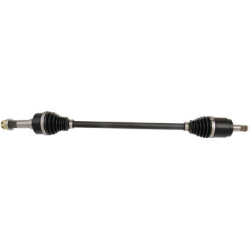 The CF Moto Z Force Yamaha YX Axle X-Treme Heavy Duty Long Travel Front Left & Right by Demon features durable 4340 chromoly steel, rubber boots, and metal joints to deliver power from transmission to wheels.