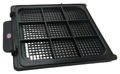Black rectangular air filter element with a rigid plastic frame and a gridded mesh surface.