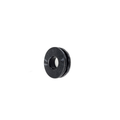 Black rubber backrest damping mat with central hole and grooved edge.