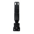 Black metal side door connecting plate with hinge and four mounting holes.
