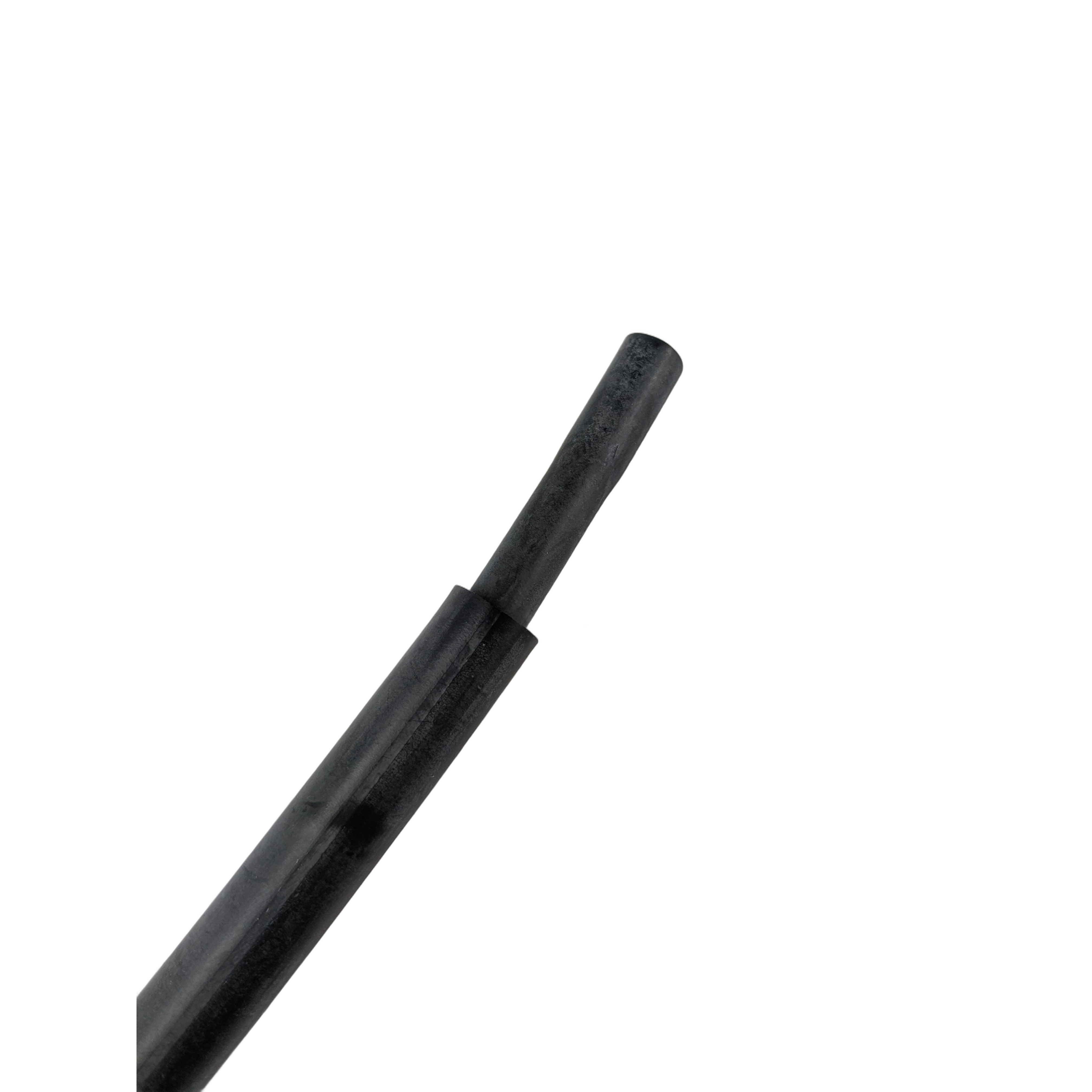 Black flexible rubber hose with smooth outer surface and narrow diameter end.