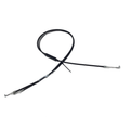 A black, Y-shaped Front Door Lock Cable by CF Moto with metal hooks at each end and a plastic sheath, shown on a white background—serves as an OEM part compatible with various CF Moto UTV and ATV models.