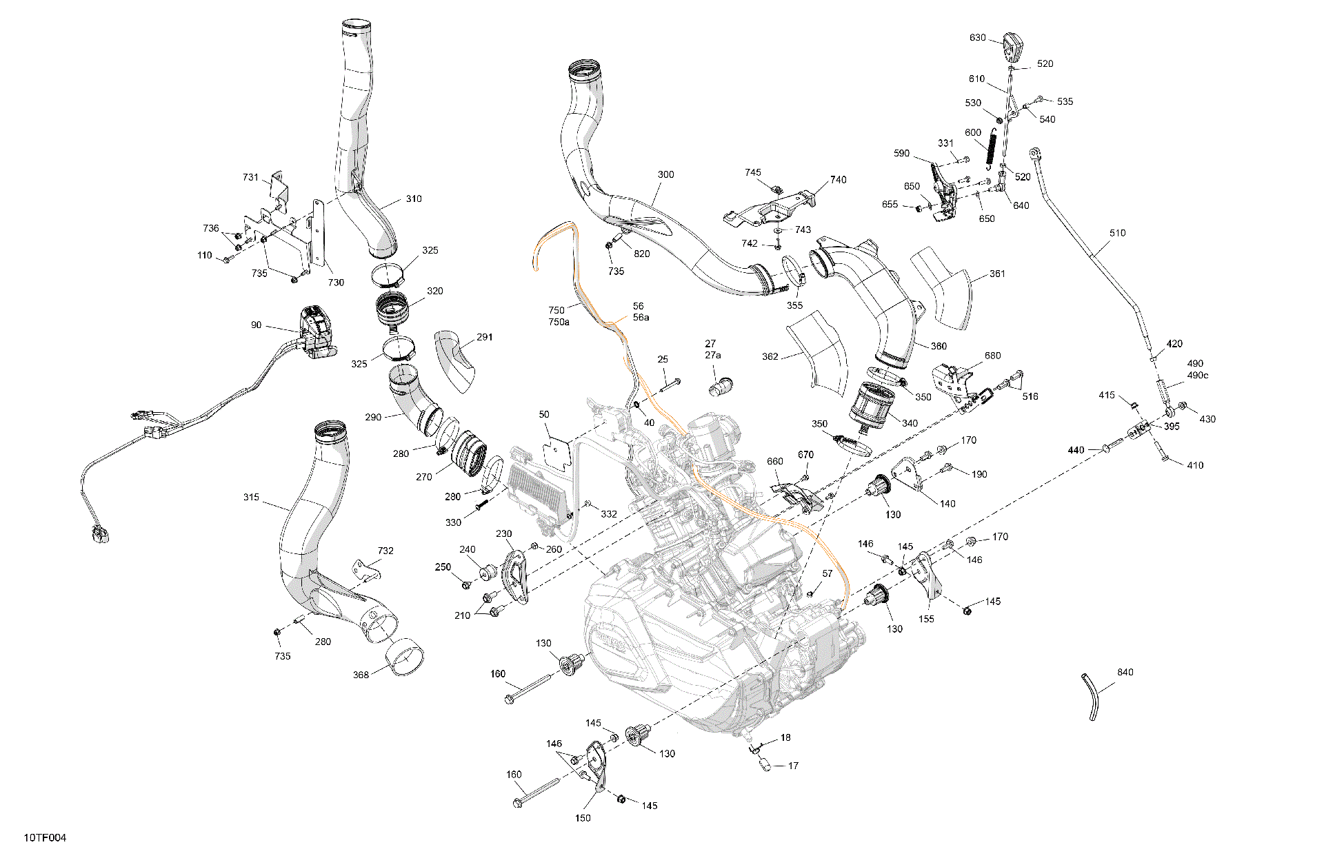 An Image of a Genuine Can-Am Parts Schematic Diagram showing the schematic - ENGINE - SYSTEM