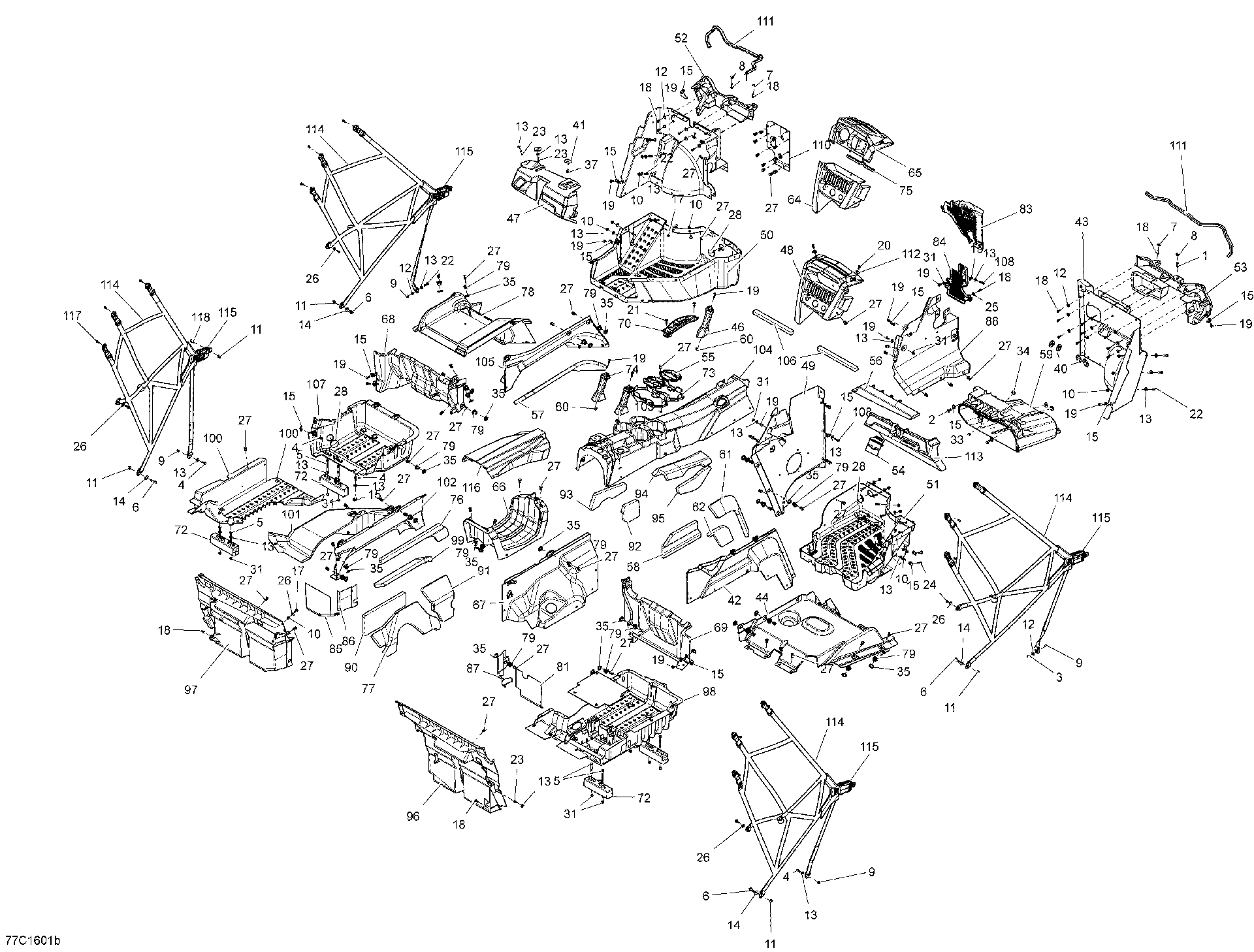 An Image of a Genuine Can-Am Parts Schematic Diagram showing the schematic - CAB INTERIOR - MAX